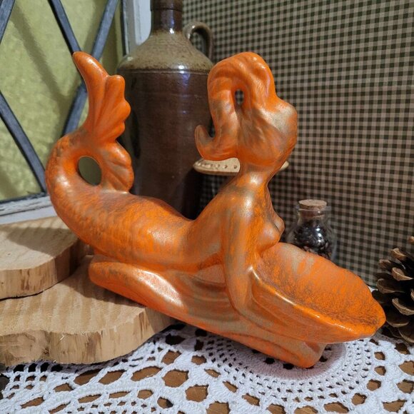 Vintage Mermaid Soap Trinket Dish - Gold & Orange - Picture 6 of 9